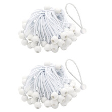 100 Pièces Séries Cordons élastiques avec Boules élastiques pour Chapiteaux, Bannières de Tentes, Mâts de Drapeau, Bâche (Blanc)