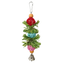 (A) Corn Husk Bird Chew Toy with Rope for Cage