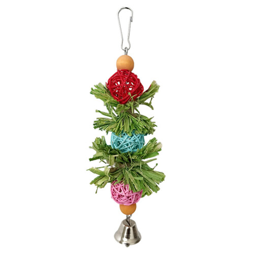 (A) Corn Husk Bird Chew Toy with Rope for Cage