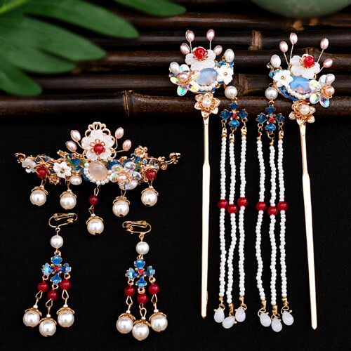(41) Elegant Hanfu Hair Comb & Earrings Set