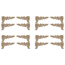 16Pcs Wood Carved Corner Onlay Applique Unpainted Frame Cupboard Cabinet Decal for Home Furniture Decoration B