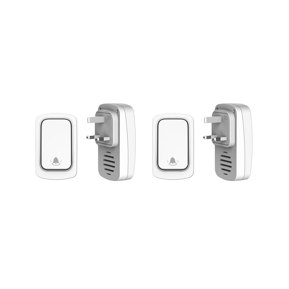2X Self Powered Wireless Doorbell No Battery Waterproof Door Bell Chime Ring Elderly Caller Doorbell Uk Plug 6033669889642