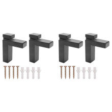 4 Pcs Adjustable Wood/Glass Shelf Bracket Wall Mount Heavy Duty Floating Brackets for 3-28mm Thick Shelves,Black