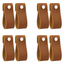 Leren Lade Trekt 8 Stuks Lederen Dressoir Knoppen Handgemaakte Puur Lederen Handgrepen voor Kastdeuren en Lades (Bruin)