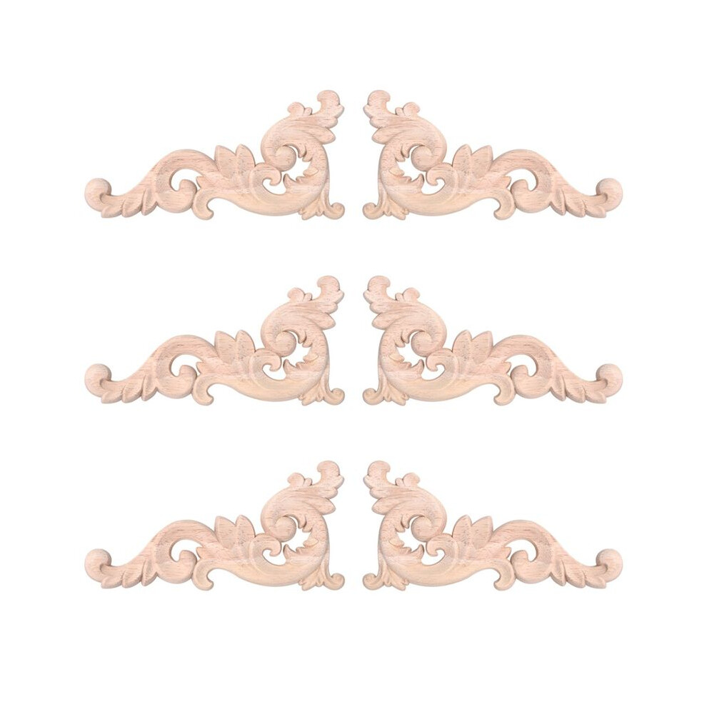 6Pcs Wood Carved Corner Onlay Unpainted Applique Frame Door Decors Decal 15X8x0.8cm 6034087660554