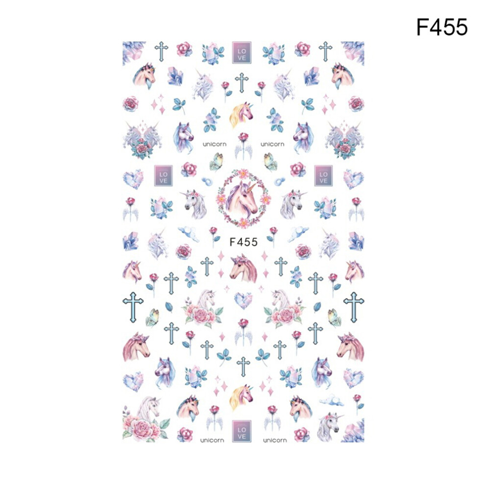 Dachuang Beauty (F455) Elegant Unicorn Flower Nail Stickers For Women