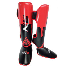 (red, M) Muay Thai Shin Guards - MMA Kickboxing Leg Pads