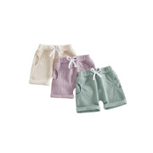 (18-24 Months, Green Apricot Purple) 3Pcs Toddler Baby Girl Shorts with Pockets Waffle Design Decorative Bow Casual Shorts