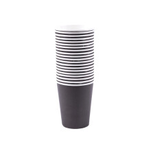 40 Paper Cups (9Oz) - Plain Solid Colours Birthday Party Tableware Catering(Black)