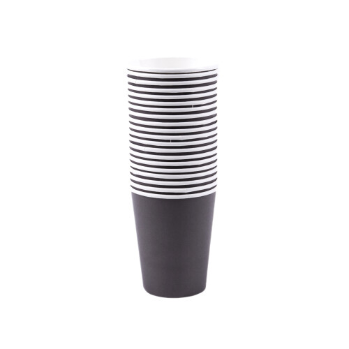 40 Paper Cups (9Oz) - Plain Solid Colours Birthday Party Tableware Catering(Black)
