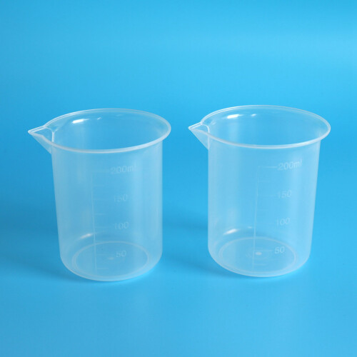 Kitchen Lab Graduated Beaker Clear Plastic Measuring Cup Thicken with Cap Measuring Jug 200ML 4Pcs 1