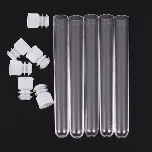 Provetta da Laboratorio Nel Plastica Trasparente da 400 Pezzi con Tappo 12X100mm 1