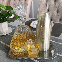 60X Golden Plastic Cup Disposable Water Cup Golden Powder 90OZ Juice Cup Dessert Cup Mousse Cup Wedding Decoration