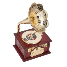 Grammophon-Musikbox, mechanische Figur, im Antik-Look, für Zuhause oder Büro, braun