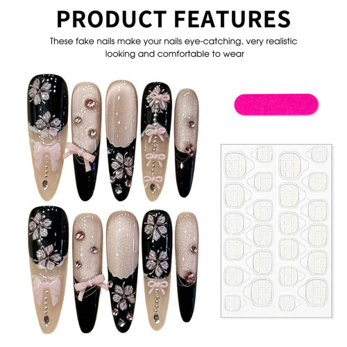 (S) 10PCS Flash Cat Eye False Nails for Women 2