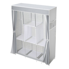 Portable Wardrobe with Non-Woven Fabric Cover, Grey