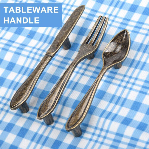 15 Pcs Knife Spoon Fork Kitchen Cabinet Closet Drawer Pull Handles Knobs 3-Inch Center to Center Bronze 2