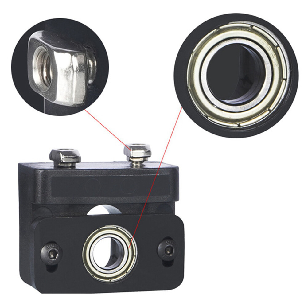2X Z Axis Lead Screw Fixing Block Aluminum Block 3D Printer Lead Screw Fix Mount For Cr-10 3 Z-Rod Bearing Holder Black 6032995394349