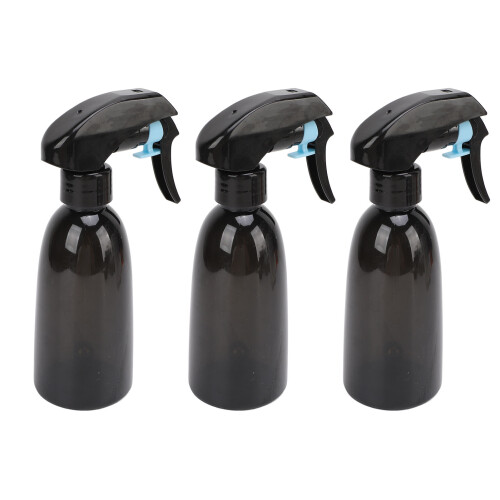 3 pezzi bottiglia spray per capelli in plastica nera con nebulizzazione fine 1