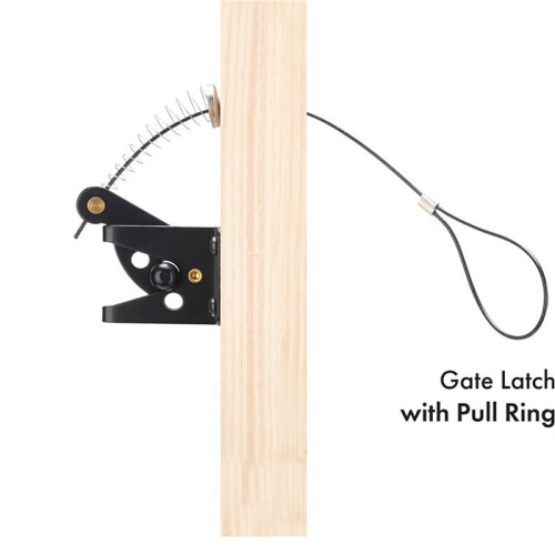 2X Self Locking Gate  for Wooden Fence Heavy Duty, Steel Spring Cable Pull String Gate Hardware Gate Lock 2
