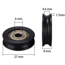 10 Pcs Plastic Embedded 626ZZ Window Door Wheel U Guide Pulley 6278mm Bearing for 3D Printer