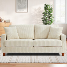 Corduroy Loveseat 2 Seater Sofa with Wooden Feet