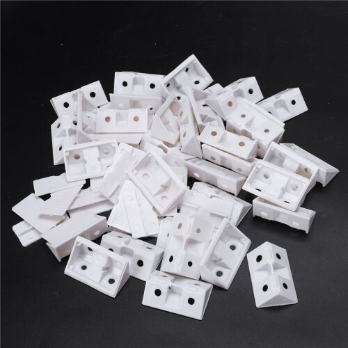 120pcs Shelf Cabinet 90 Degree Plastic Corner Braces Angle Brackets White 1