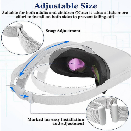 Head Strap Compatible with Oculus Quest 2 VR Headset, Replacement Head Strap for Meta Quest 2 VR Headband Strap with Joystick Caps B 2