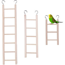 (6 Steps(11"x2.76")) Walbest Wooden Bird Ladder 4 Steps 7.87in Hanging Climbing Toy for Parakeets Parrots Cockatoo Lovebirds