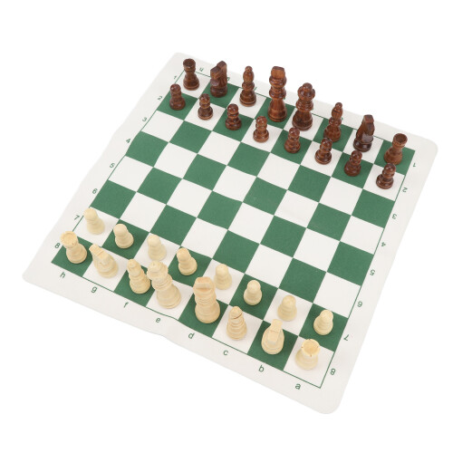Échiquier roulable en cuir PU vert, Roi 77mm 1