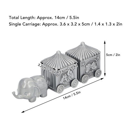 Elephant Teething & Keepsake Box - Alloy, 14cm, Carriage 3.6x3.2x5cm 1