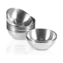 8Pack 3.2inch Stainless Steel Sauce Dishes Saucers Bowl Round Seasoning Dishes Sushi Dipping Bowl Appetizer Plates