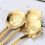 Cucharillas de Acero Inoxidable con Forma de Flor, para Postre, Café, Color Dorado, con Diseño  Sakura. 5