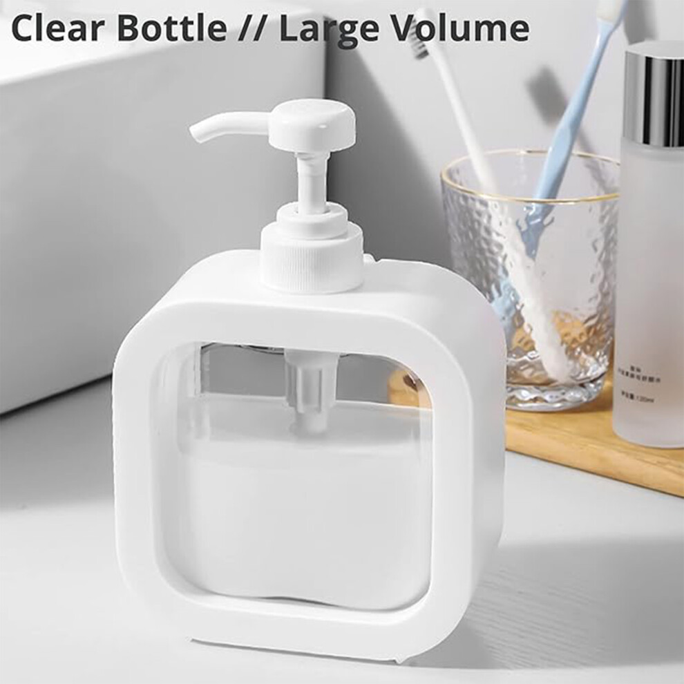 Phui-Pet-Supplies (White, 500Ml) Square Refillable Pump Bottles For Shampoo & Lotion