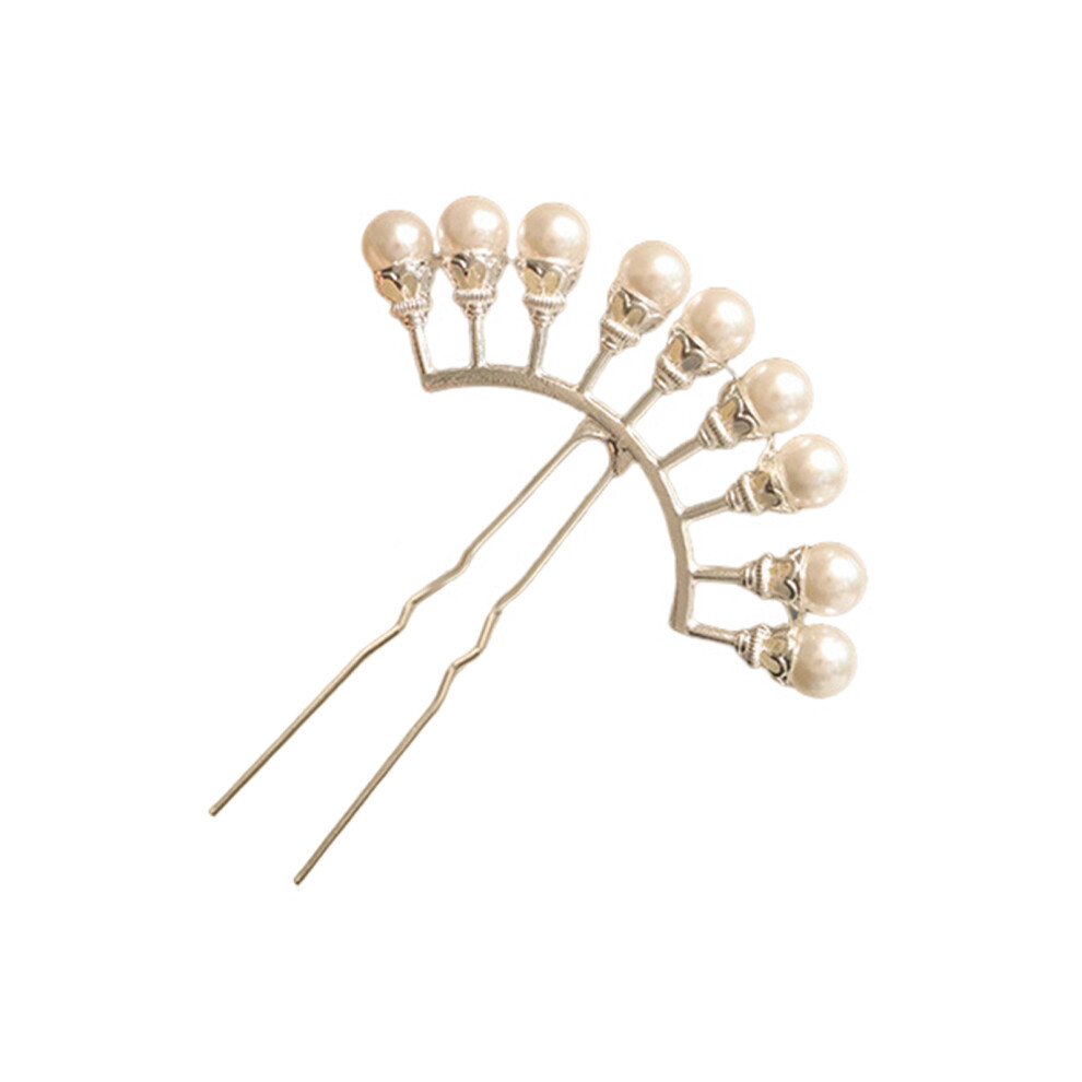 Zhouq-Outdoors (Silver, 9 Beads) Pearl U-Shape Hairpin For Women - Elegant Hair Sticks