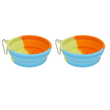 2 pièces de bol pliable en silicone pour animaux avec ventouse