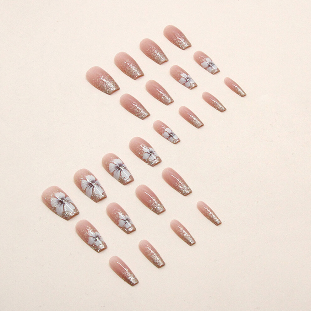 Penghui-Toys (Standard) Gel Art Camellia 24-Pc Fake Nails With Glue