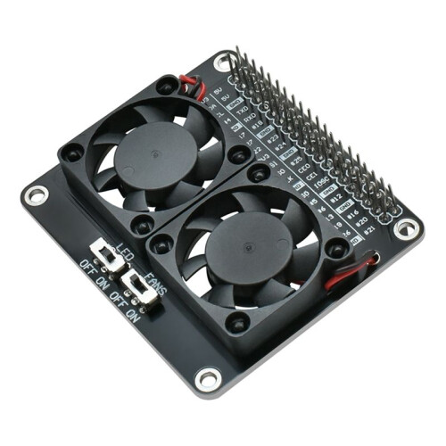 RPI Dual Cooling Fan Shield Expansion Board for Raspberry Pi 5B/4B/Zero with LED RPI Radiator DIY Projects Electronic 1