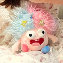 (Pink blue) Big Eye Doll - Handmade Monster Hair Gift (30cm)