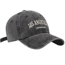(Black Gray) Unisex Baseball Cap, Washed Fabrics, Sunscreen Hat