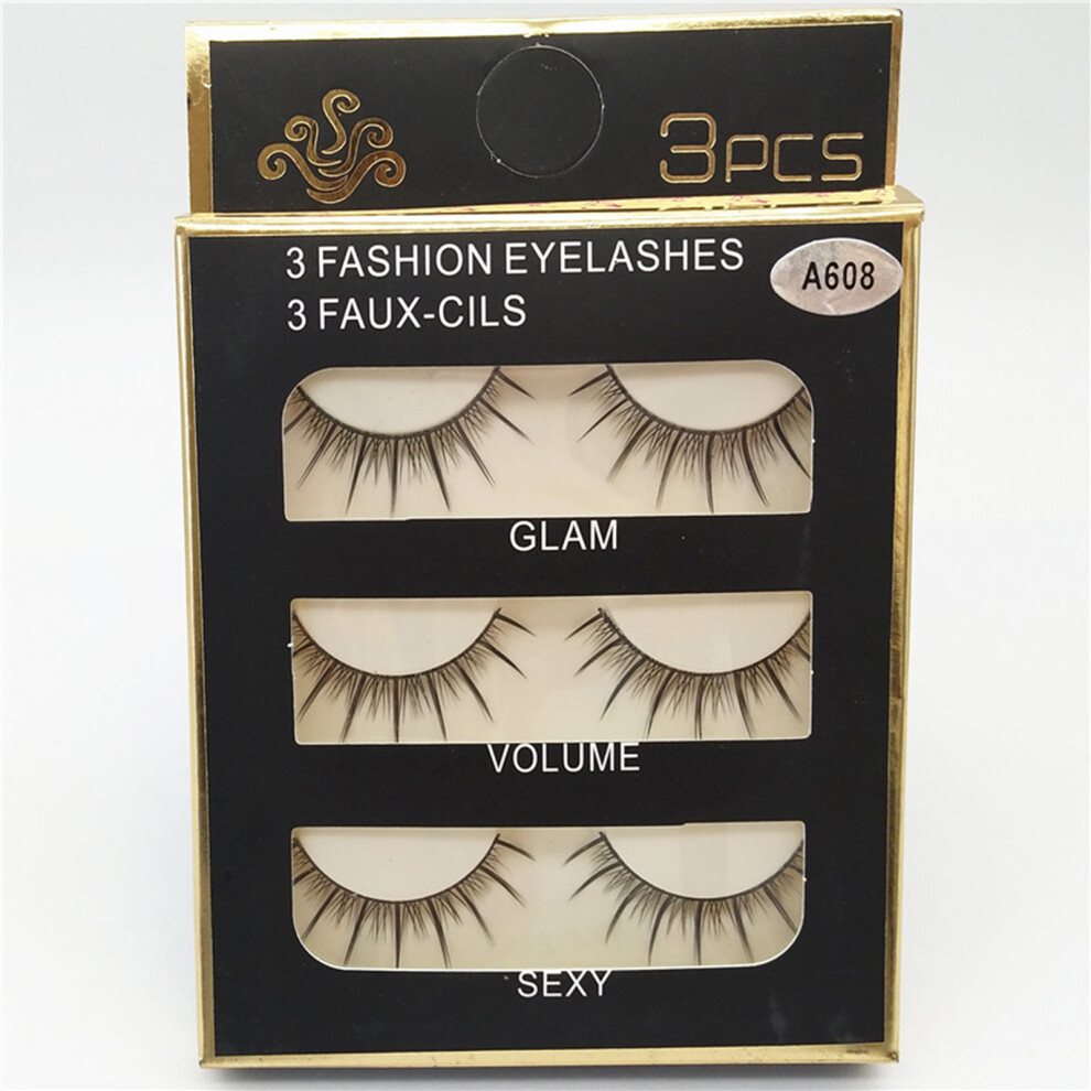 Penghui-Toys Light (A608) 3 Pairs Fluffy Volume Lashes For Wedding Dating