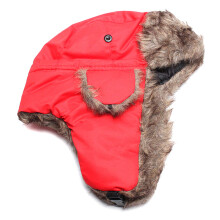 (Red) Winter Fur Ski Hat - Plush Thermal Earflap Cap