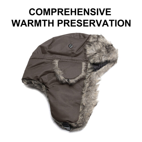 (Coffee) Winter Fur Ski Hat - Plush Thermal Earflap Cap 1
