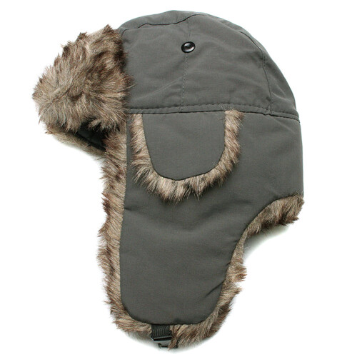 (Gray) Winter Fur Ski Hat - Plush Thermal Earflap Cap 2