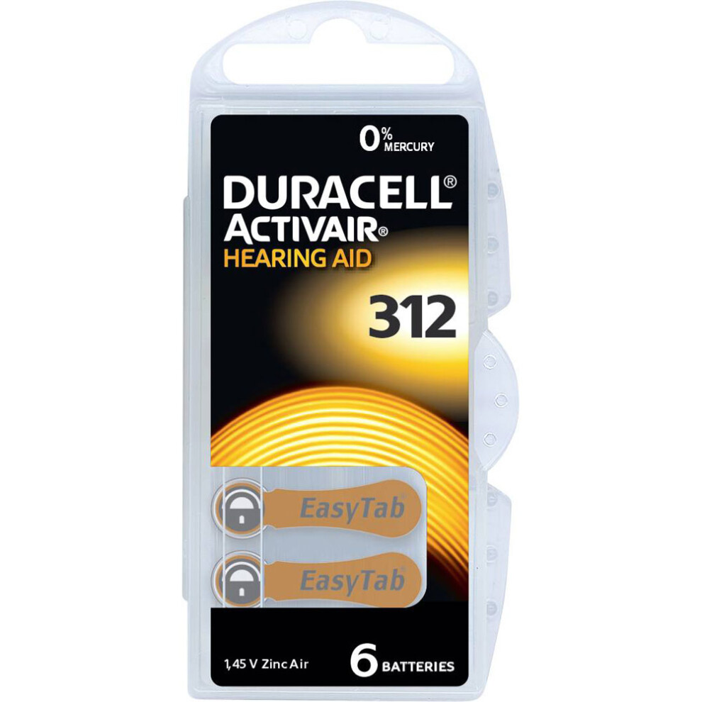 Duracell Da312 Hearing Aid Battery Da 312 - Pack Of 6