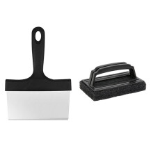 (Cleaning shovel Cleaning brush (black/orange)) Stainless BBQ Scraper, Safe & Universal Grill Cleaner