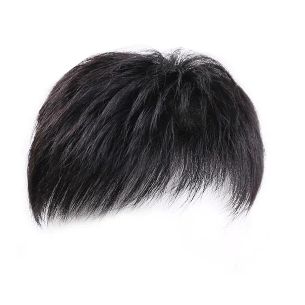 Hue-Grain Breathable Men\'S Black Hair Toupee - Odorless & Soft