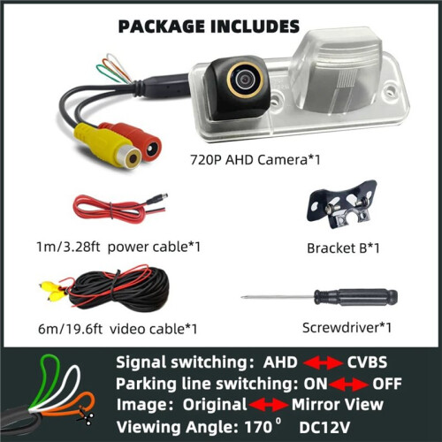 720P AHD Camera 170 Backup Camera with Brackets for  Eurovan Caravelle Transporter 1990-2003 2