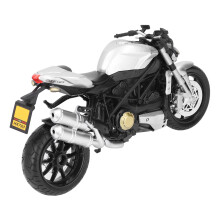 Modello di motocicletta in lega in scala 1:12, giocattolo per bambini, argento, 17x9cm