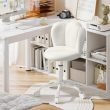 (Faux leather, White) Office Chair, Adjustable Height Swivel Chair